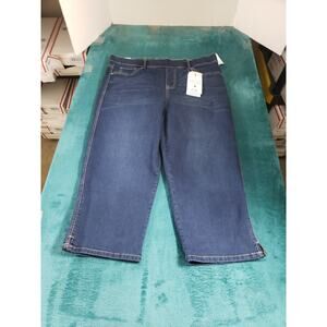 Gloria Vanderbilt Jeans Size 16 W Womens Blue Pants Stretch Pull on Capri NWT